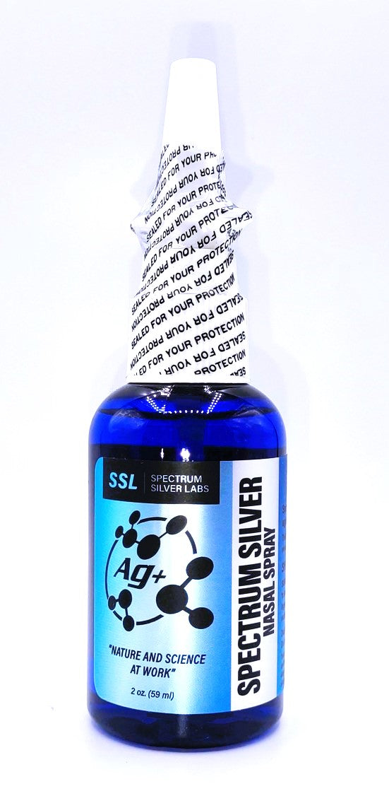 2 oz Spectrum Silver nasal spray bottle on a white background