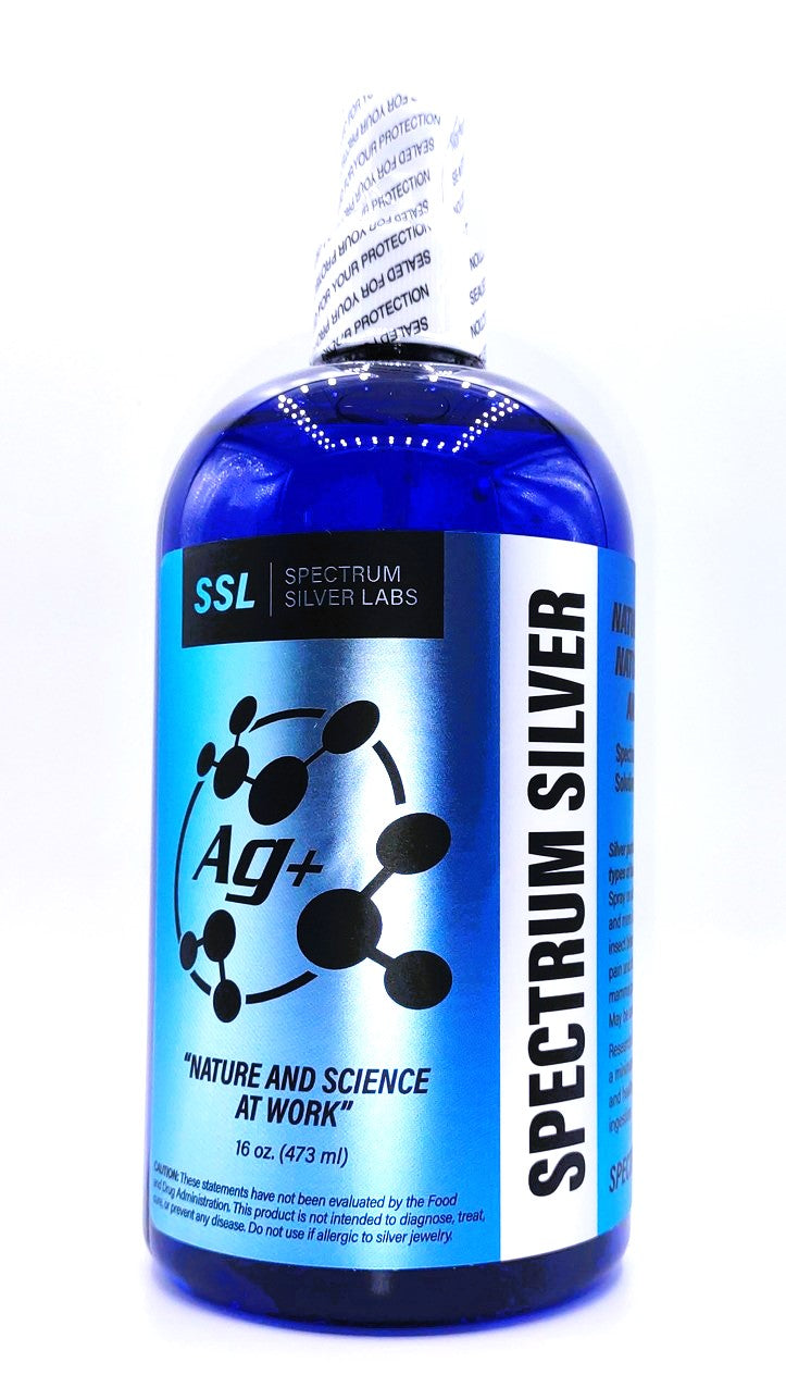 16 oz Spectrum Silver AG+ in blue bottle, Silver is a Natural Antibiotic