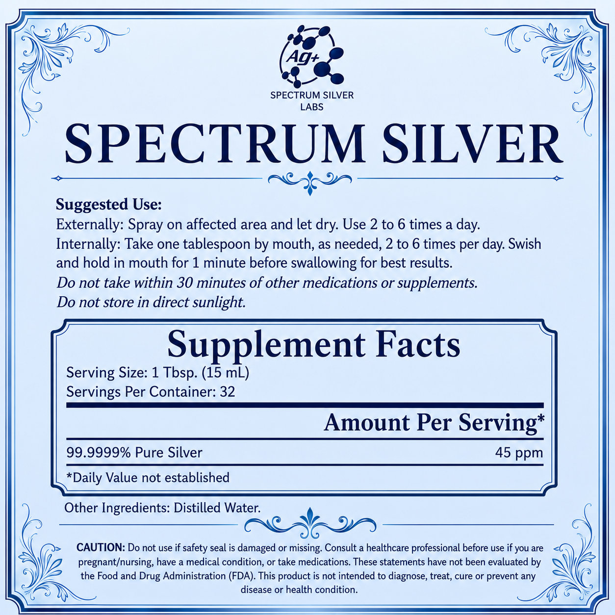 SPECTRUM SILVER AG+ - Ionic Nano Silver