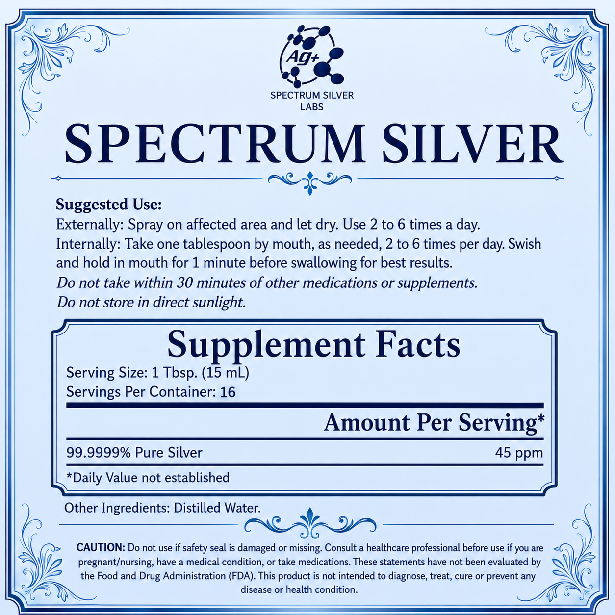 SPECTRUM SILVER AG+ - Ionic Nano Silver