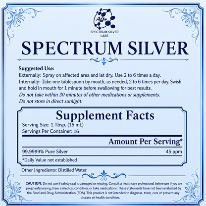 SPECTRUM SILVER AG+ - Ionic Nano Silver