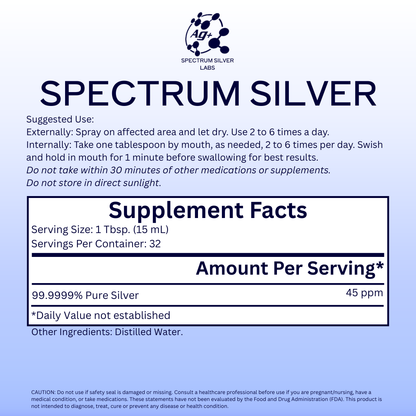 SPECTRUM SILVER AG+ - Ionic Nano Silver